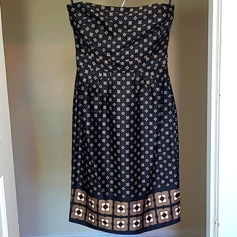 NWT Banana Republic Strapless Satin Mini Dress Geometric Print Sz 0 - Picture 3 of 14